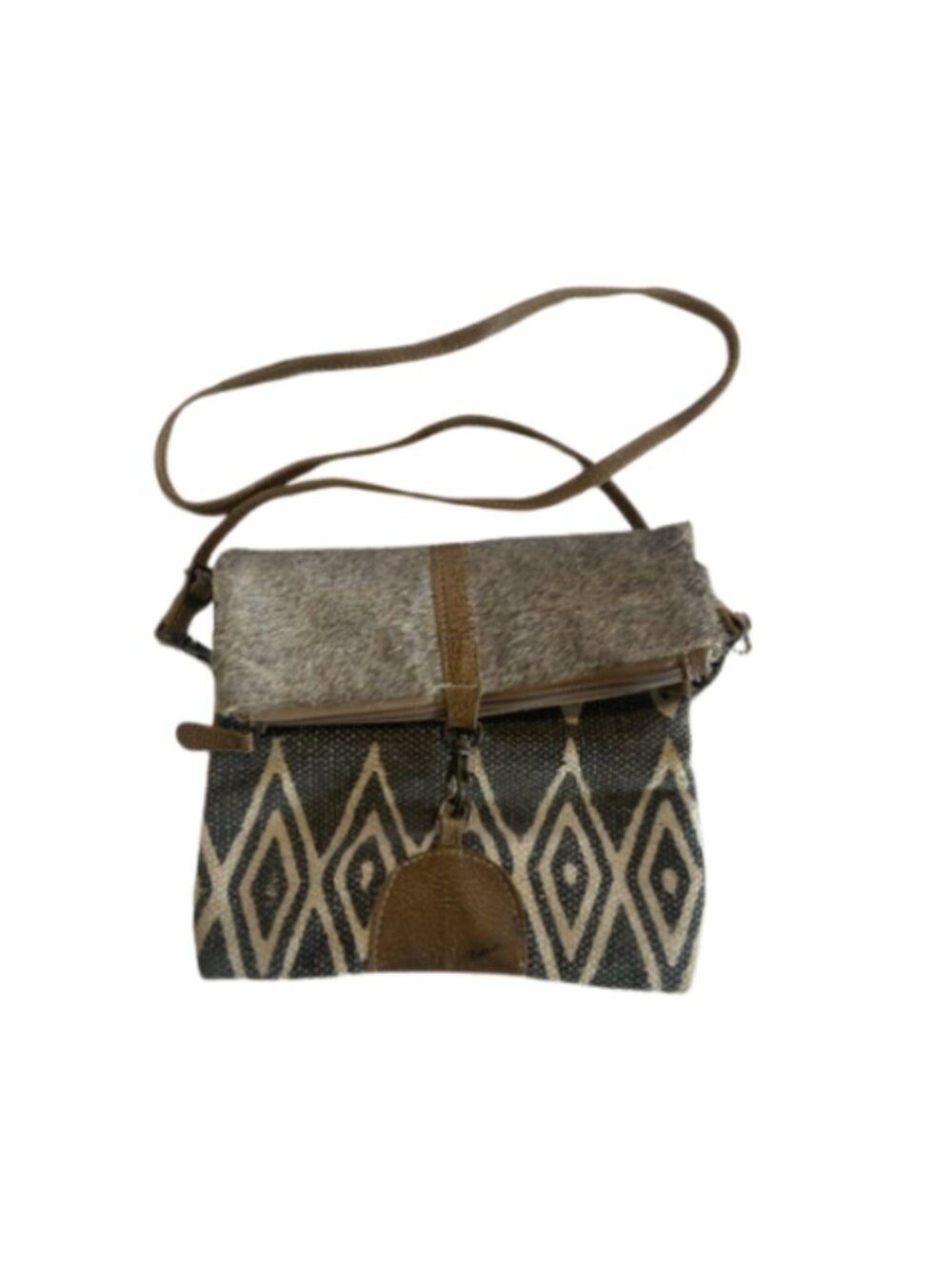 Myra Bag cowhide and canvas long shoulder strap leather casual western rodeo